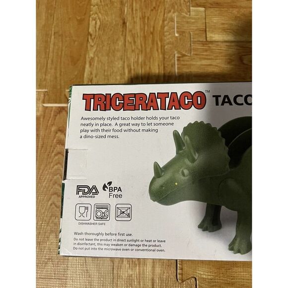 Tricerataco (Barbuzzo) New Unused Opened Box BPA Free Green Plastic Taco Holder - Picture 3 of 7